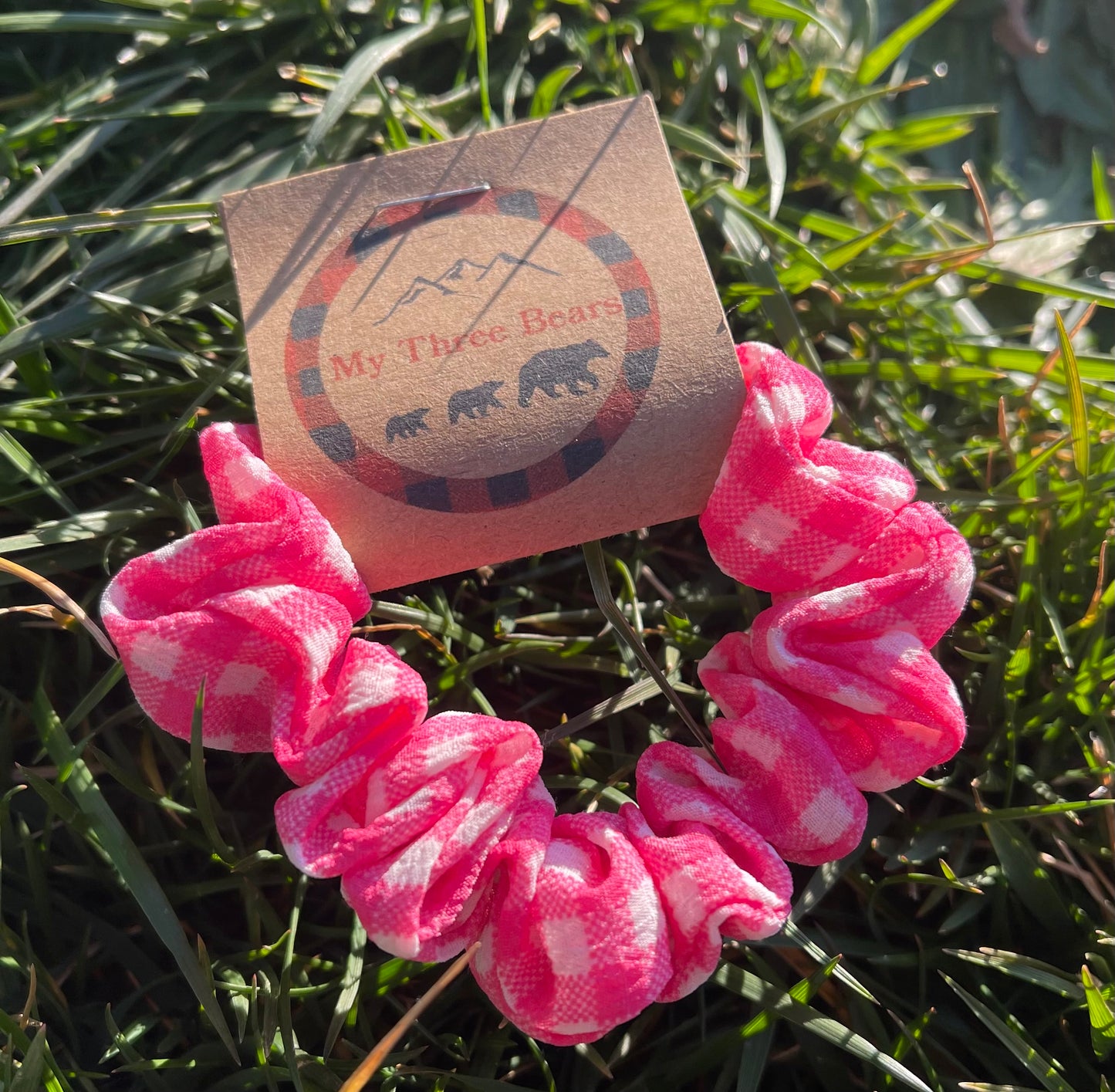 Pink Gingham Scrunchie