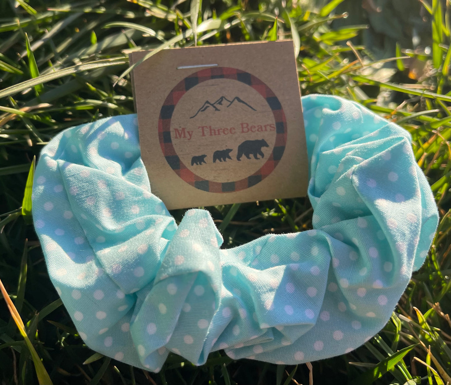 Blue Polkadot Scrunchie