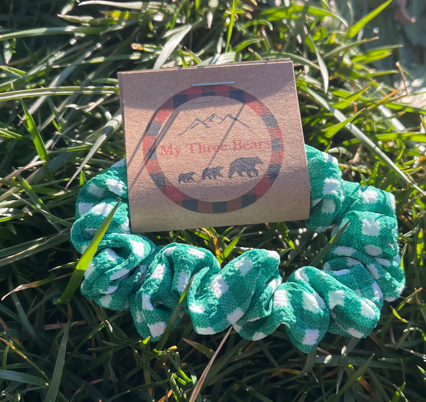 Green Gingham Scrunchie