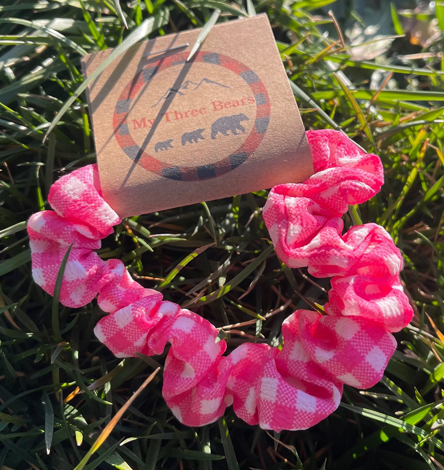 Pink Gingham Scrunchie