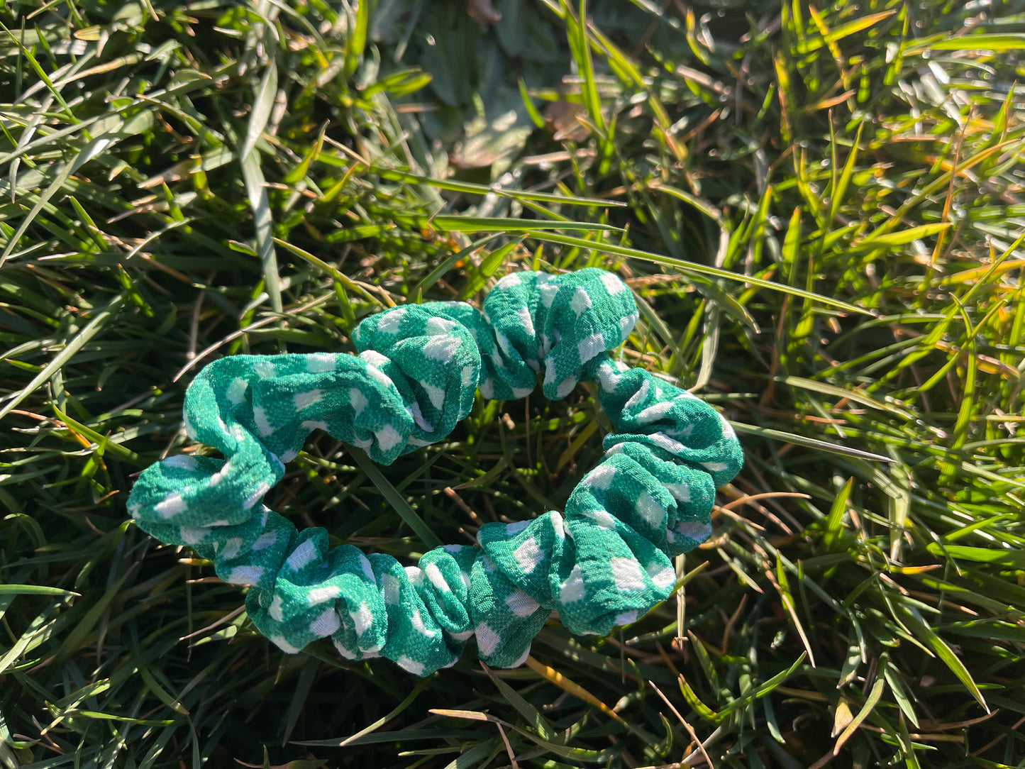 Green Gingham Scrunchie